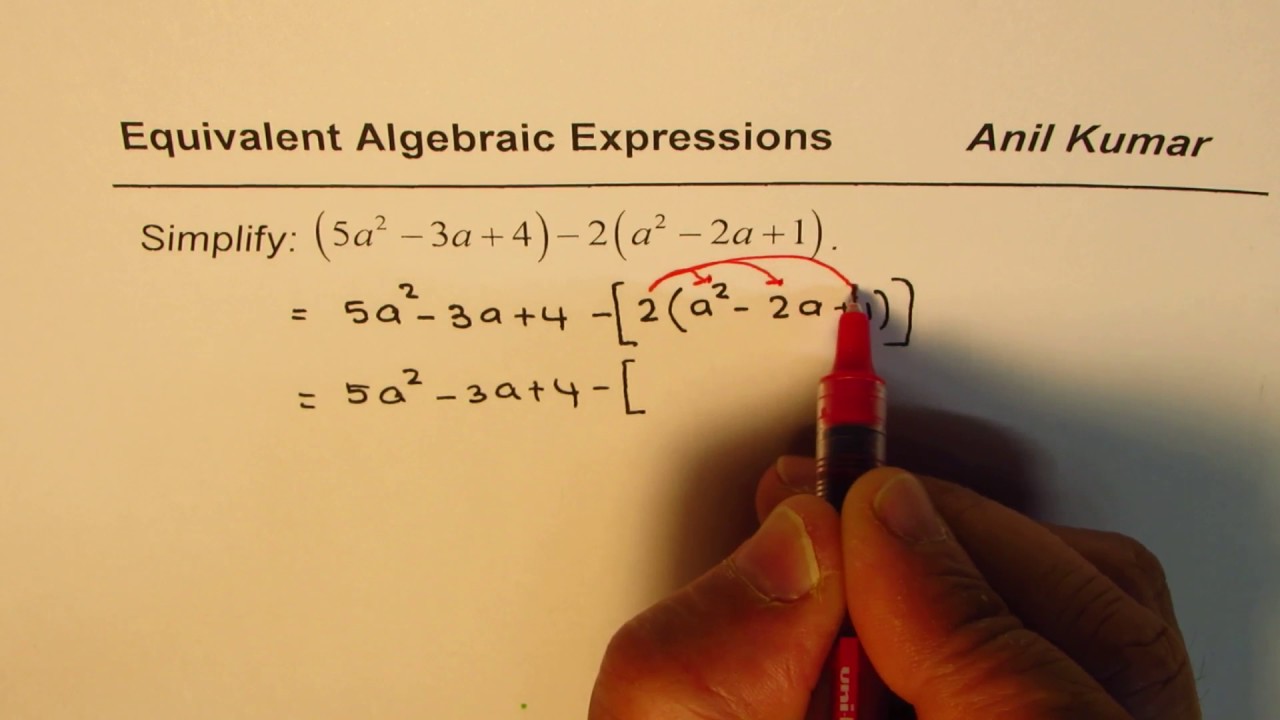 Simplify Algebraic Expression 5a 2 3a 4 2 A 2 2a 1 