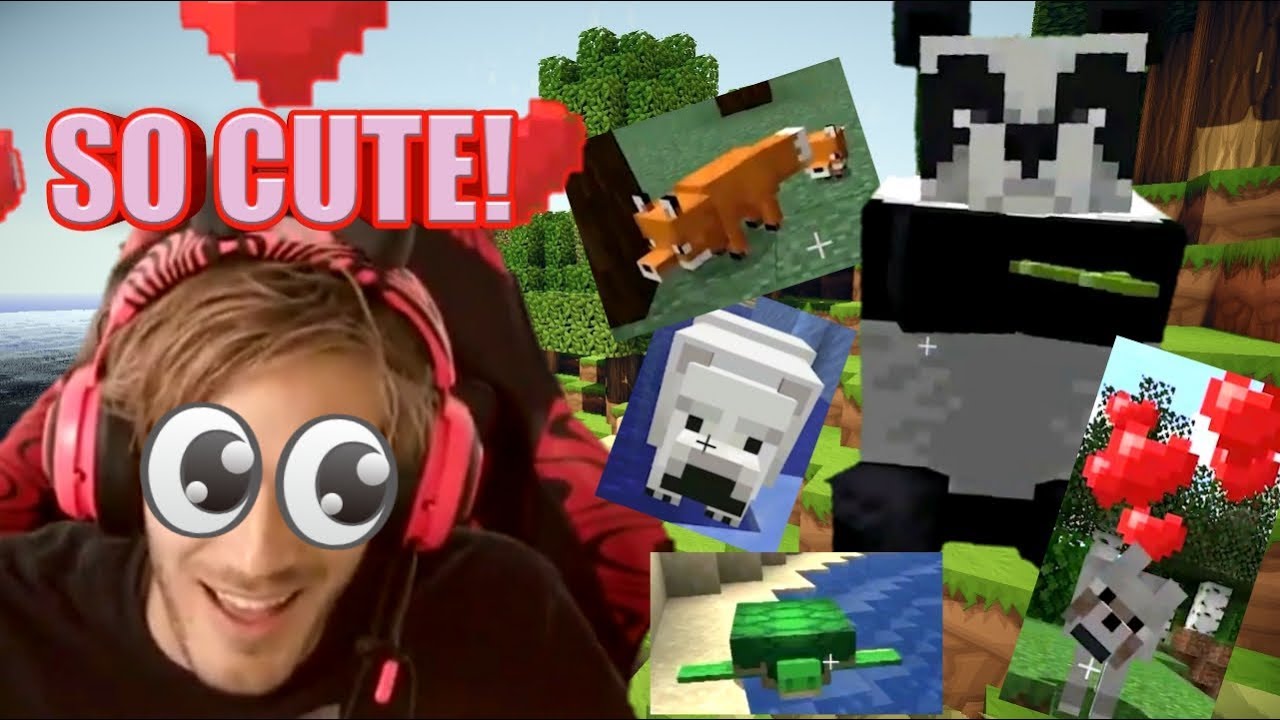 PEWDIEPIE cute reactions with MINECRAFT ANIMALS