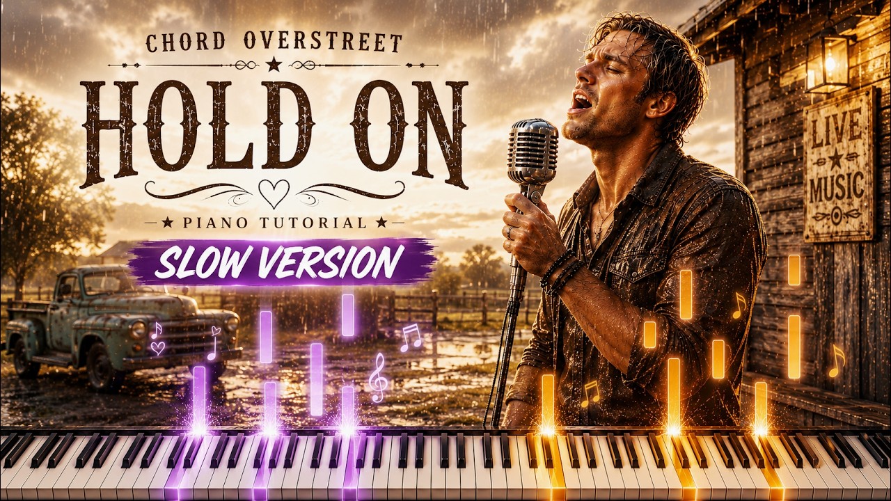Chord Overstreet Hold On Piano Tutorial (SLOW) Intermediate Level