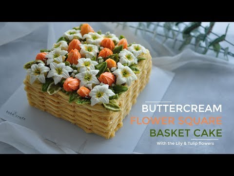 Video Buttercream flower square basket cake tutorial - Cách... - youtube