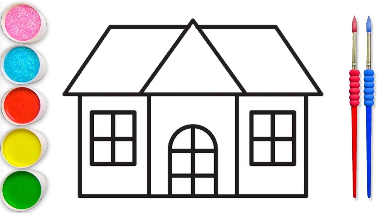 How to Draw A House Step by Step | Drawing, Coloring and Painting for Kids | Lear to Draw