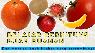 Belajar berhitung buah buahan dan mencari buah buahan yang bersembunyi
