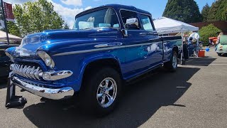 Awesome custom 4 door tri 5 truck, 57 nose clip, 58 cab front, 55 cab rear, Silverado frame