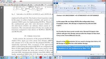 Approximate Reverse Carry Propagate Adder for Energy-Efficient | VLSI 2018-2019 final year projects