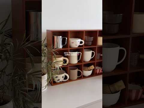 Coffee mug shelf upgrade 🫪💕 #coffeestation #coffee #homebarista