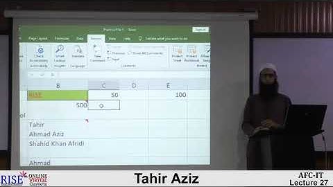 CA AFC 04 IT by Sir Tahir Aziz Lecture # 26 (MS Excel) | Office 365 |