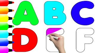 How to Draw and Paint Alphabets Letters ABCDEF for Kids #alphabet