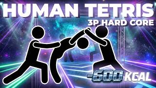 Human Tetris Escape | 3 players | Only 1% Can Clear This! 🧩 Viral Interactive Warm Up Game