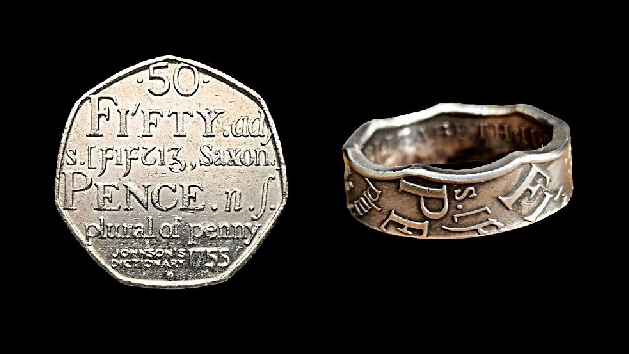 How to make a ring from 50 pence coin ring - DIY easy
