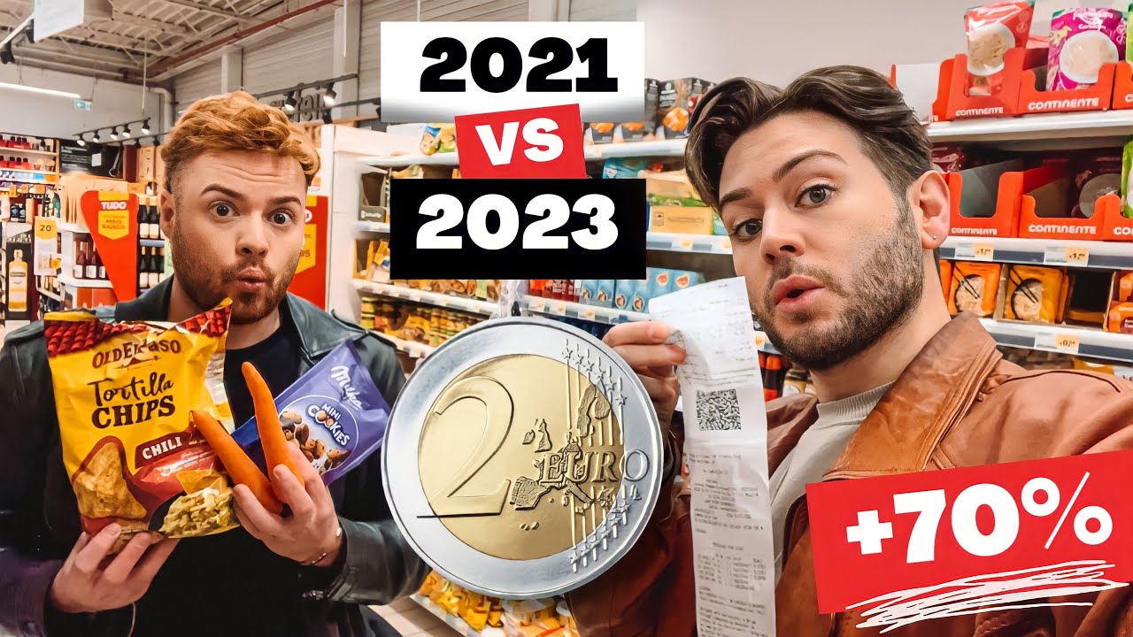 24H A COMER APENAS COM UMA MOEDA DE 2 EUROS! *2021 VS 2023*