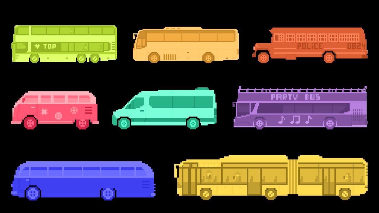 Buses Colors 2 | Retro Pixel Art 8-Bit Showcase - YouTube