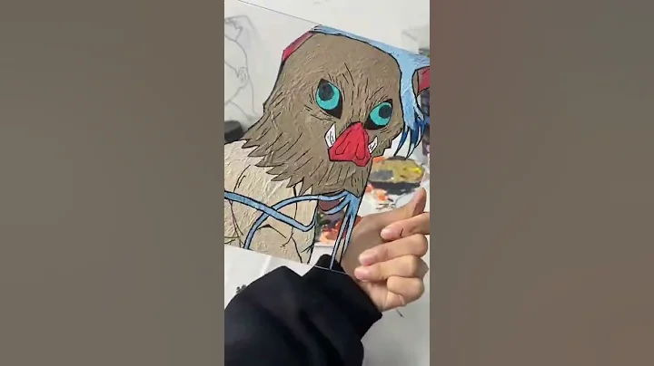 #Anime #Animeglasspainting glass painting丨Demon Slayer丨 Diy anime glass painting~ Inosuke Pig Pig!!