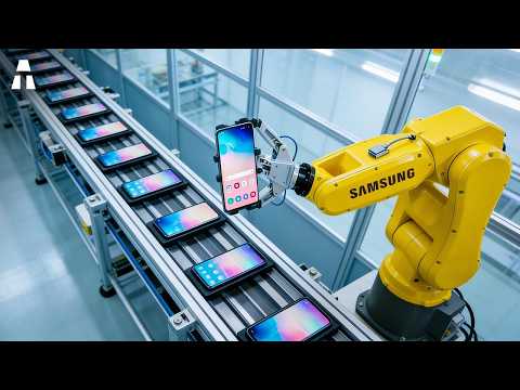 A FÁBRICA FUTURISTA da Samsung onde Robôs produzem Smartphones sem parar