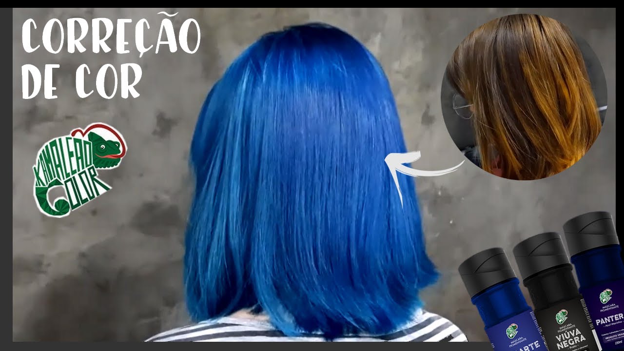 Cabelo azul usando várias cores da Kamaleão Color - @allyka.haircolor