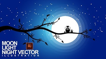 Moon light vector illustration for beginner : Adobe illustrator