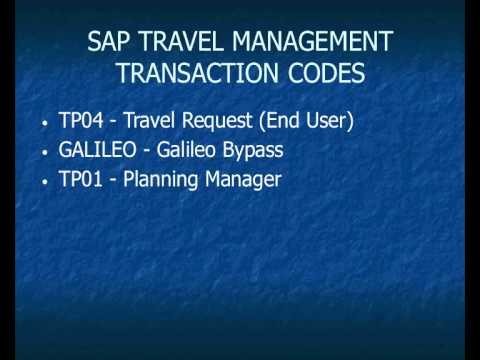 sap travel management transaction codes