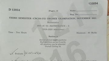 Calicut university 3rd semester mathematics question paper #semester #exam #result