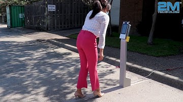 Outside Demonstration Of AI Temperature Reader Face And Mask Recognition Access Control Terminal