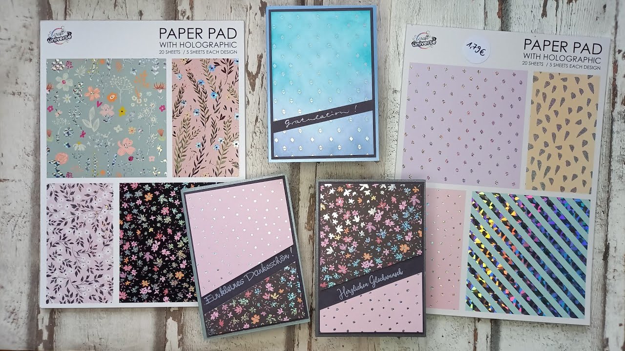Paper Pad Blöcke vom Action & wie man damit oder anderem Designpapier schnelle Karten basteln kann