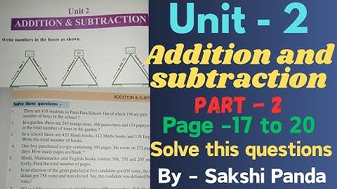 Class- 4 mathematics unit -2 (Addition and Subtraction)part -2 ।। sakshi panda ।।
