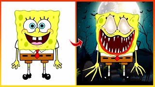 Spongebob Glow Up Into Zombie - Scary Art