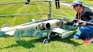 Stunning & Giant !! Rc Kamov Ka-50 Black Shark Scale Model Turbine Helicopter / Flight Demonstration