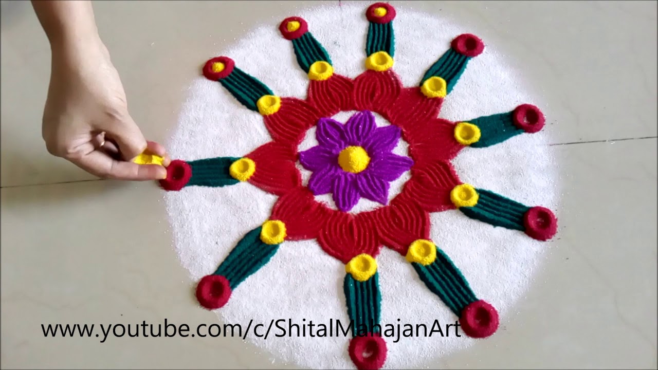 Super Easy and Creative Rangoli Designs Using Fork# Quick Rangoli by ...