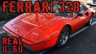 [disclaimer]: we test the --real world-- 0-60. this means from a dead
stop - no rollout. today have 1986 ferrari 328 gts. greg does his best
to reenact ...