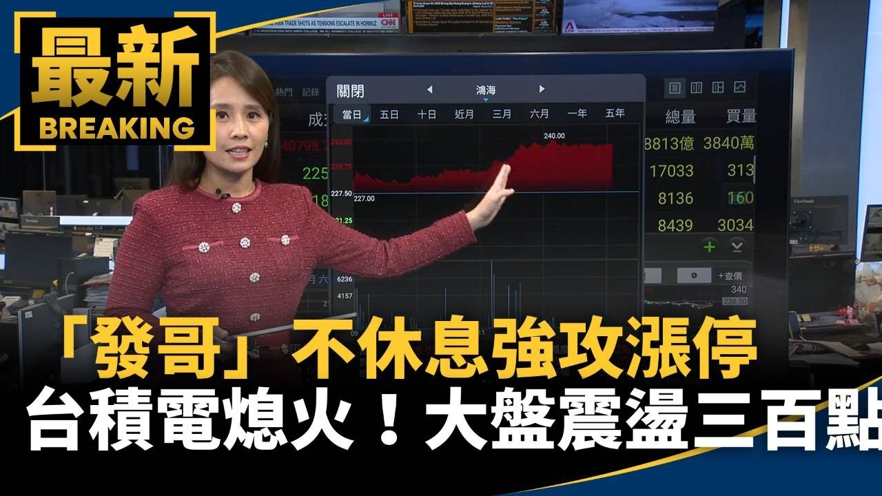 台積電熄火！但「發哥」不休息強攻漲停　大盤震盪300點｜#鏡新聞