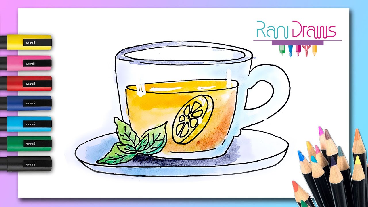 Cómo dibujar una TAZA DE TÉ - dibujos fáciles Paso a paso 