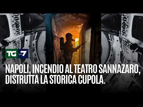 Video Napoli, incendio al teatro Sannazaro, distrutta la storica cupola.
