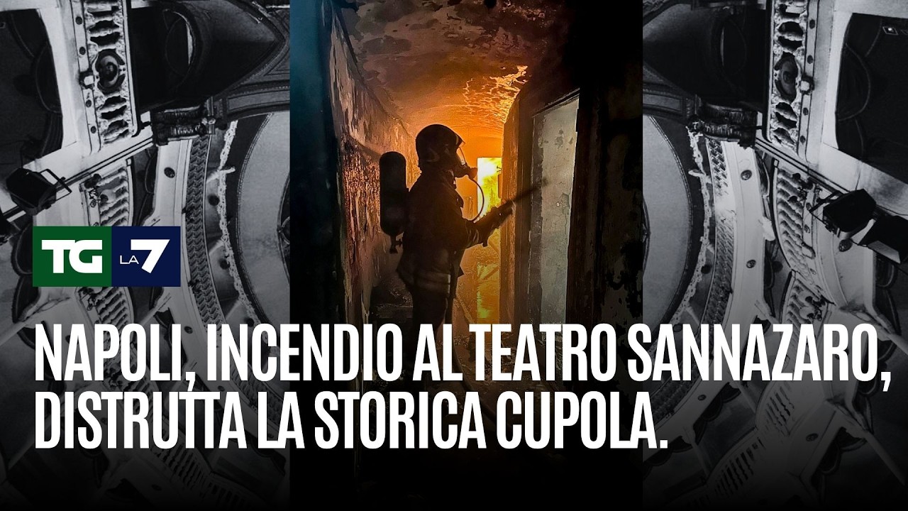 Napoli, incendio al teatro Sannazaro, distrutta la storica cupola.