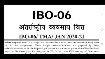 IBO 06 IGNOU SOLVED ASSIGNMENT 2020-21