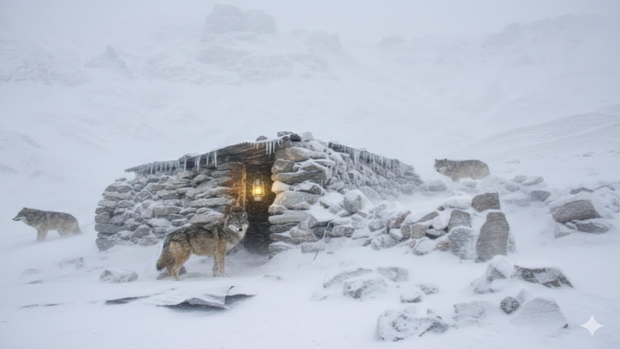 Surviving a Deadly Blizzard | -42°C Off-Grid Wooden Cabin: Alone with ...