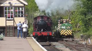 GWR nos 5521 (L.150) with GWR no 2999 Lady of Legend rear Arrivals Ongar from North Weald