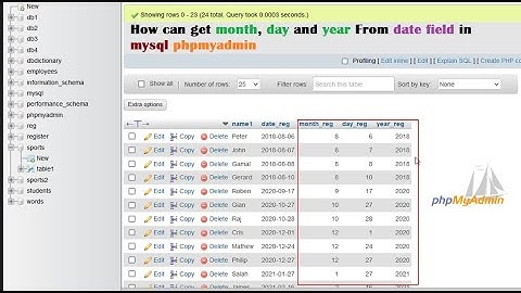 How can get month, day and year From date field in mysql phpmyadmin