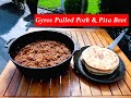 Gyros Schichtfleisch oder doch Pulled Pork. Dazu Pitabrot und griechische Krautsalat. Dutch Oven