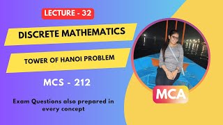 Day 32 | IGNOU MCA 1st Sem (MCS-212) | Discrete Mathematics | Tower of Hanoi Problem