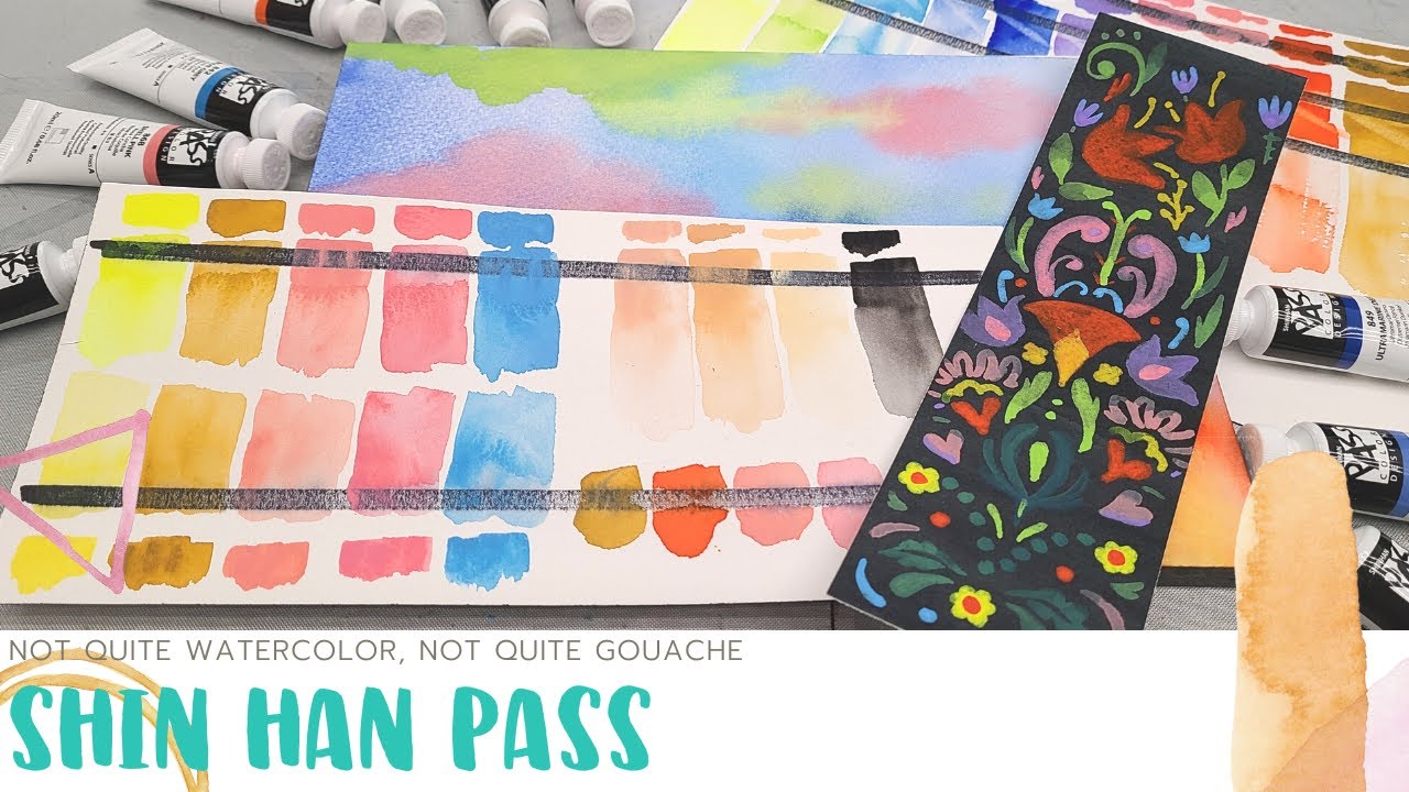 A Gouache/Watercolor Hybrid? But is It Any Good? Shin Han Pass Unbox &  Swatch and Bookmark Project 