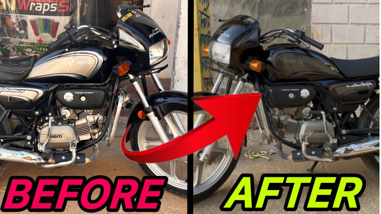 Hero Splendor Plus Z Black Lamination | Complete Wrapping Video #youtube 