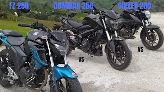 GIXXER  250  VS DOMINAR  250 VS  FZ 250 ll🔥 DRAG RACE  ll  BATALLA DE TRIO 250  ll 😱 (1000 Metros)