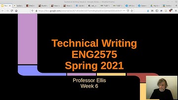 Technical Writing, ENG2575, Spring 2021, Prof. Jason Ellis, Week 6 Lecture