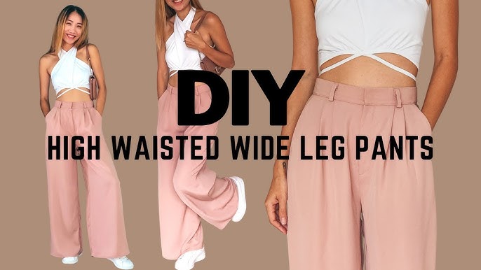 🌹DIY Wide Leg Pants  How To Make High Waisted Wide Leg Pants