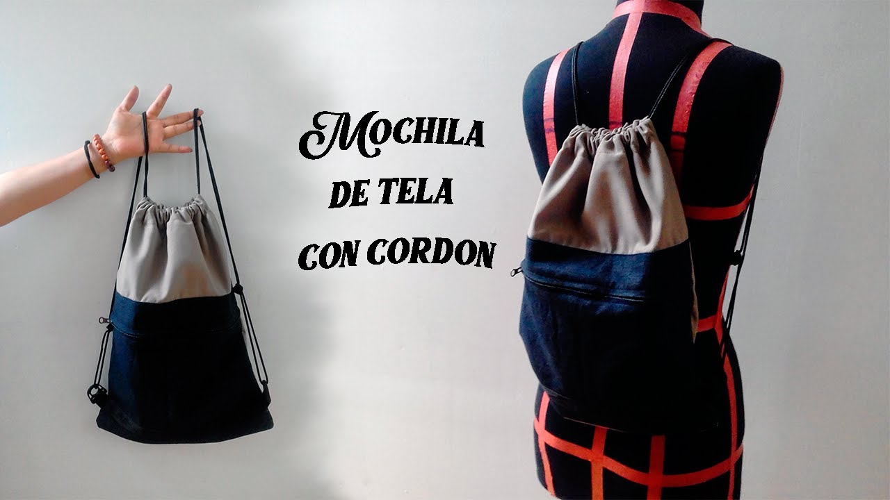 COMO HACER MOCHILA TELA / MOCHILA DE CORDÓN -