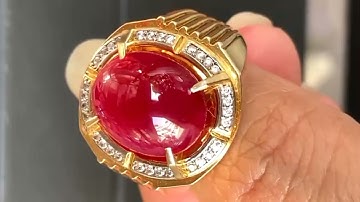 Nhẫn nam vàng 12k đá chủ ruby đỏ huyết bồ câu chất kính. Hàng tự nhiên Lục Yên siêu .Giá 350 triệu