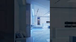 Blue Glass Futuristic Mansion #shorts