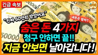 [속보]🚨 60만원 이렇게 받았습니다! 숨은 돈 4가지, 지금 입금받는 방법 (실제사례 포함)