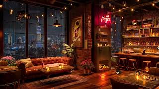 Fresh Rainy Night At Cozy Coffee Shop Ambience ☕ Relaxing Jazz Instrumental Music For Study, Work