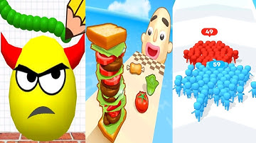 Draw To Smash Vs Sandwich Runner Vs Count Master - All Level Gameplay Walkthrough (Android iOS)