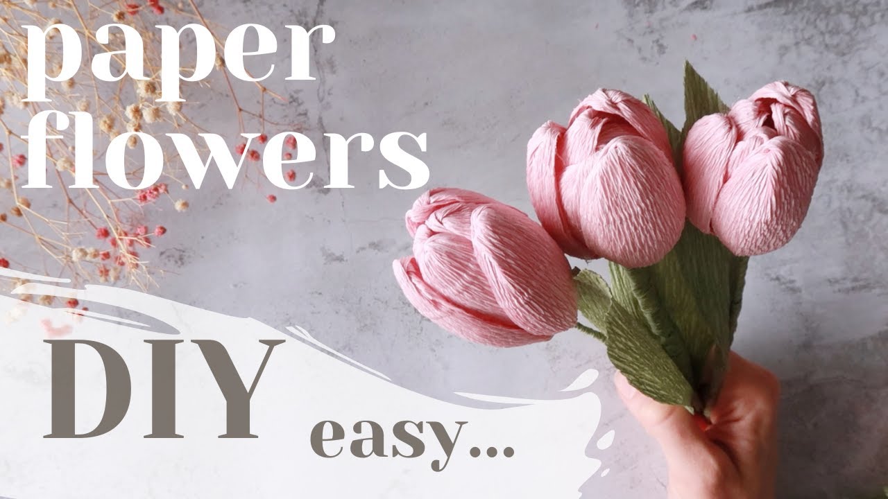 Простой способ сделать цветы — тюльпаны из креповой бумаги своими руками — пошаговое руководство 🤍